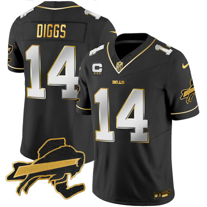 Men's Bills New York Patch Gold Vapor Limited Jersey - All Stitched