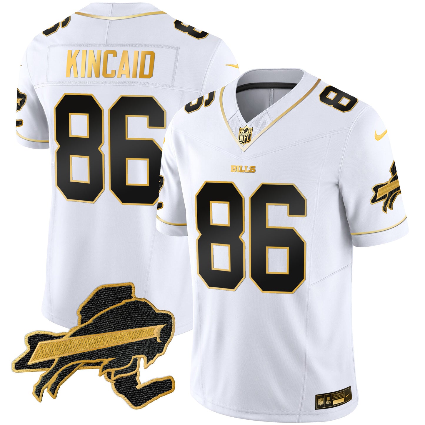 Men's Bills New York Patch Gold Vapor Limited Jersey - All Stitched