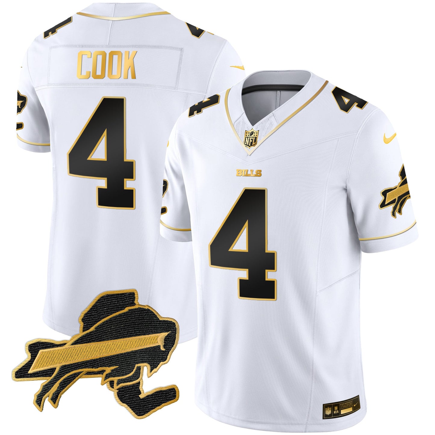 Men's Bills New York Patch Gold Vapor Limited Jersey - All Stitched