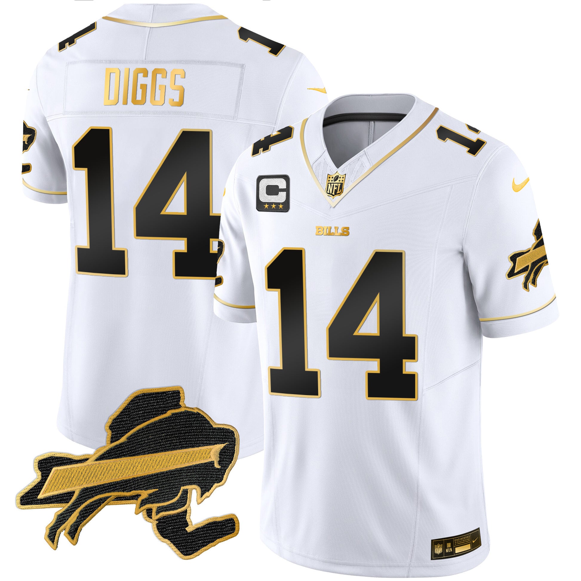 Men's Bills New York Patch Gold Vapor Limited Jersey - All Stitched