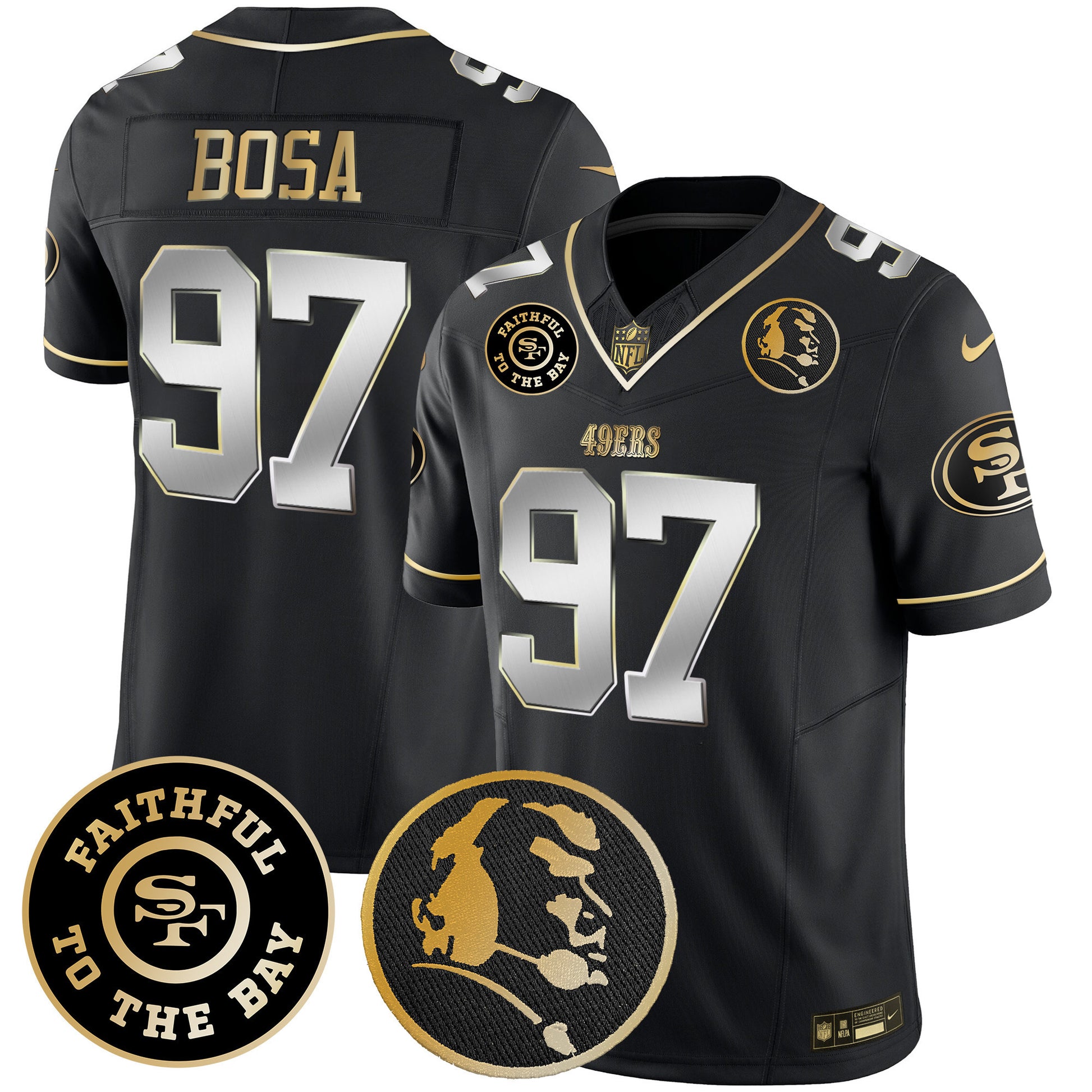 Men's 49ers Faithful & John Madden Patch Vapor Jersey - All Stitched