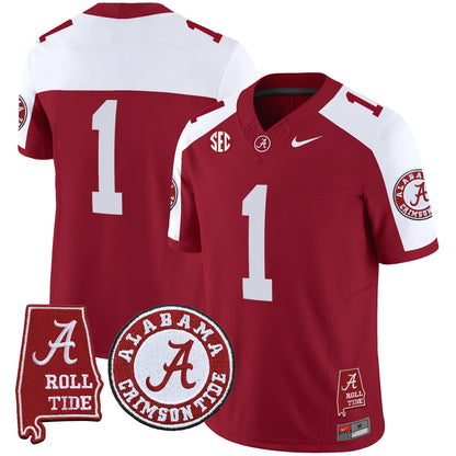 Men's Alabama Crimson Tide Vapor Limited Jersey V4 - Alabama Map - All Stitched