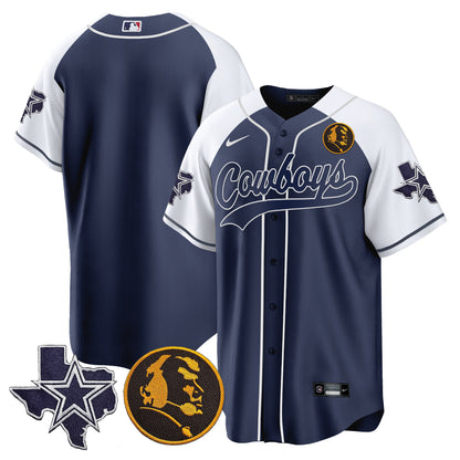 Men's Cowboys Texas & John Madden Patch Baseball Jersey - All Stitched