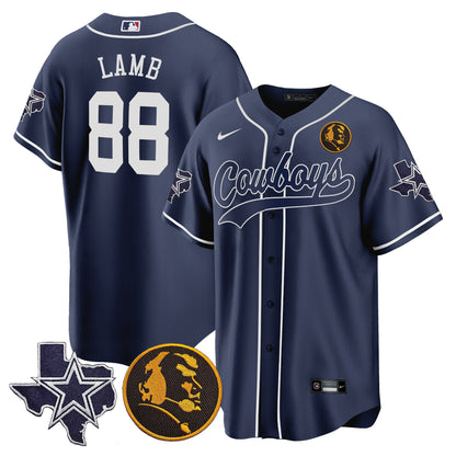 Men's Cowboys Texas & John Madden Patch Baseball Jersey - All Stitched