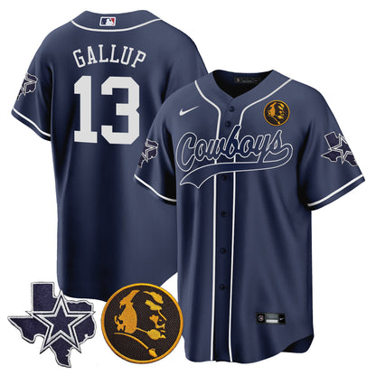Men's Cowboys Texas & John Madden Patch Baseball Jersey - All Stitched