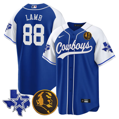 Men's Cowboys Texas & John Madden Patch Baseball Jersey - All Stitched