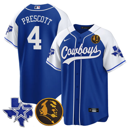 Men's Cowboys Texas & John Madden Patch Baseball Jersey - All Stitched