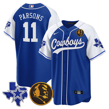 Men's Cowboys Texas & John Madden Patch Baseball Jersey - All Stitched