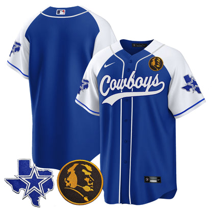Men's Cowboys Texas & John Madden Patch Baseball Jersey - All Stitched