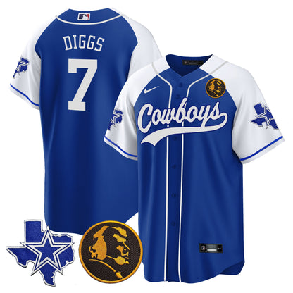 Men's Cowboys Texas & John Madden Patch Baseball Jersey - All Stitched