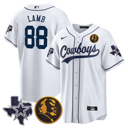 Men's Cowboys Texas & John Madden Patch Baseball Jersey - All Stitched