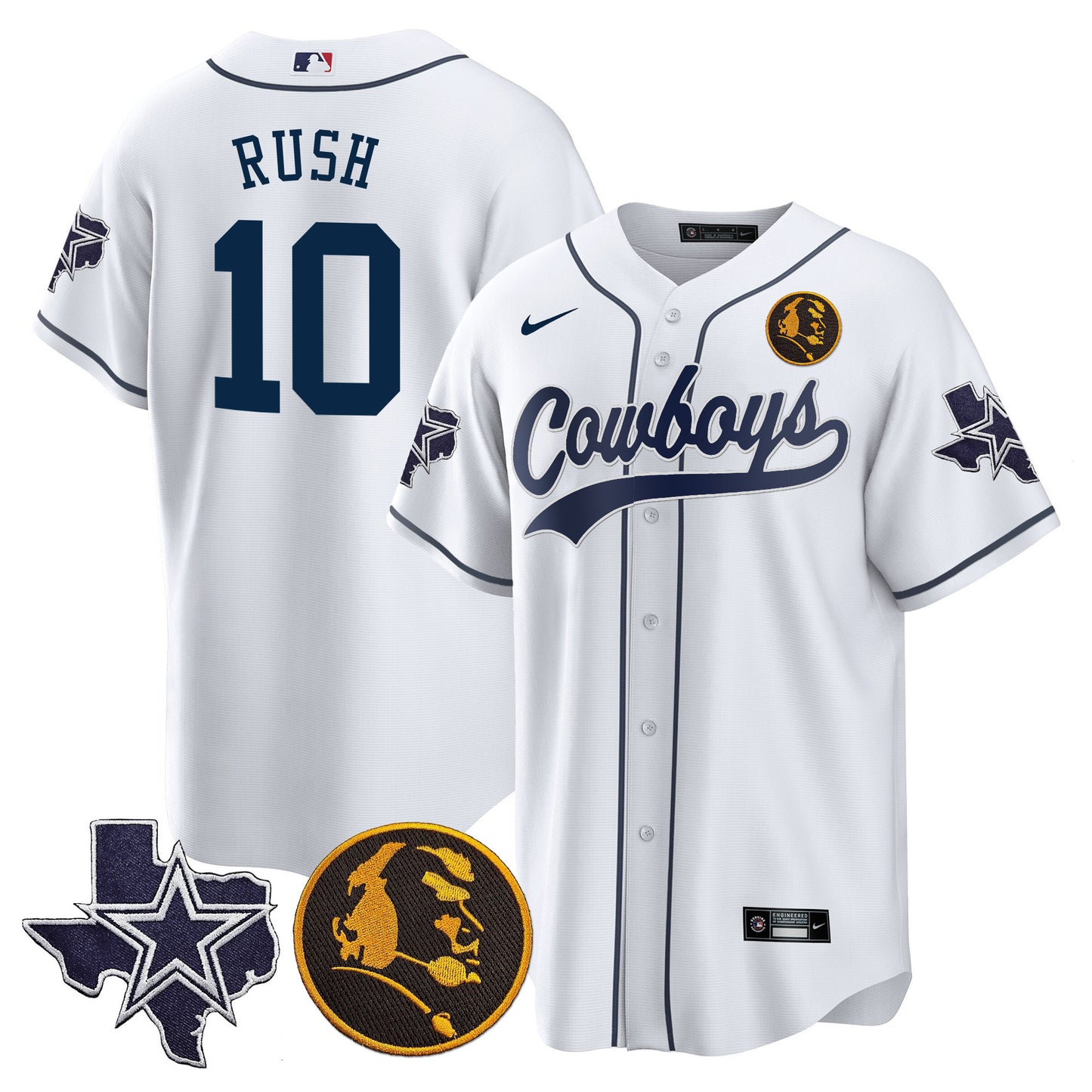 Men's Cowboys Texas & John Madden Patch Baseball Jersey - All Stitched