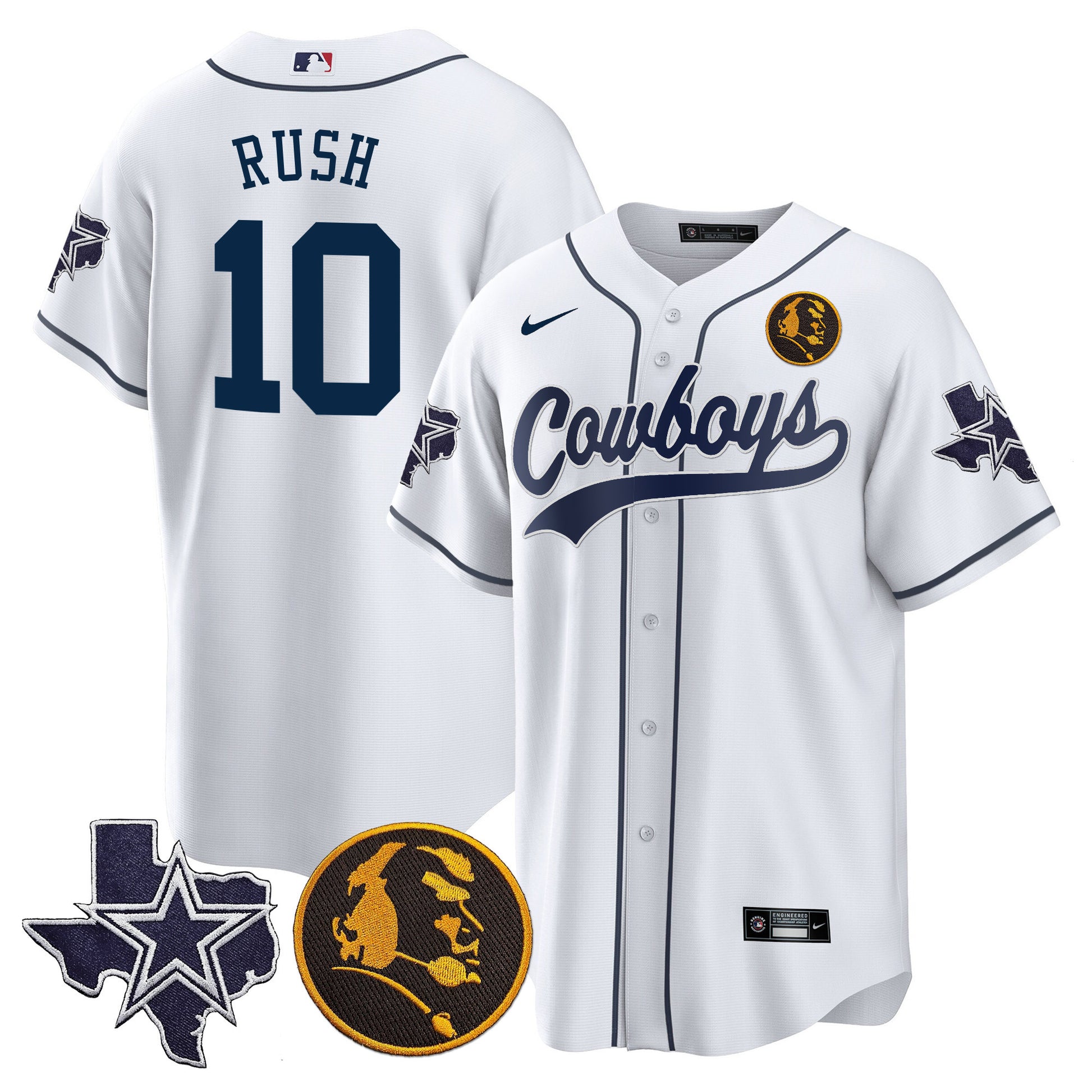 Men's Cowboys Texas & John Madden Patch Baseball Jersey - All Stitched