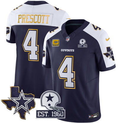 Men's Cowboys Texas Patch Gold Trim Vapor Jersey - All Stitched