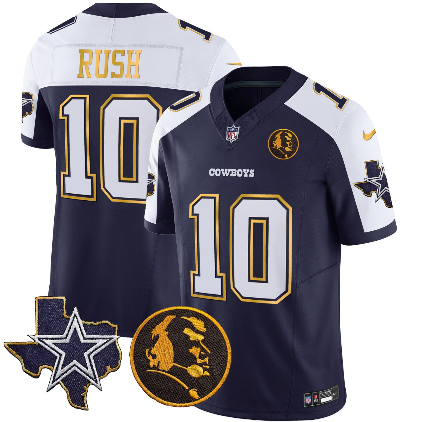 Men's Cowboys Texas & John Madden Patch Gold Trim Vapor Jersey - All Stitched