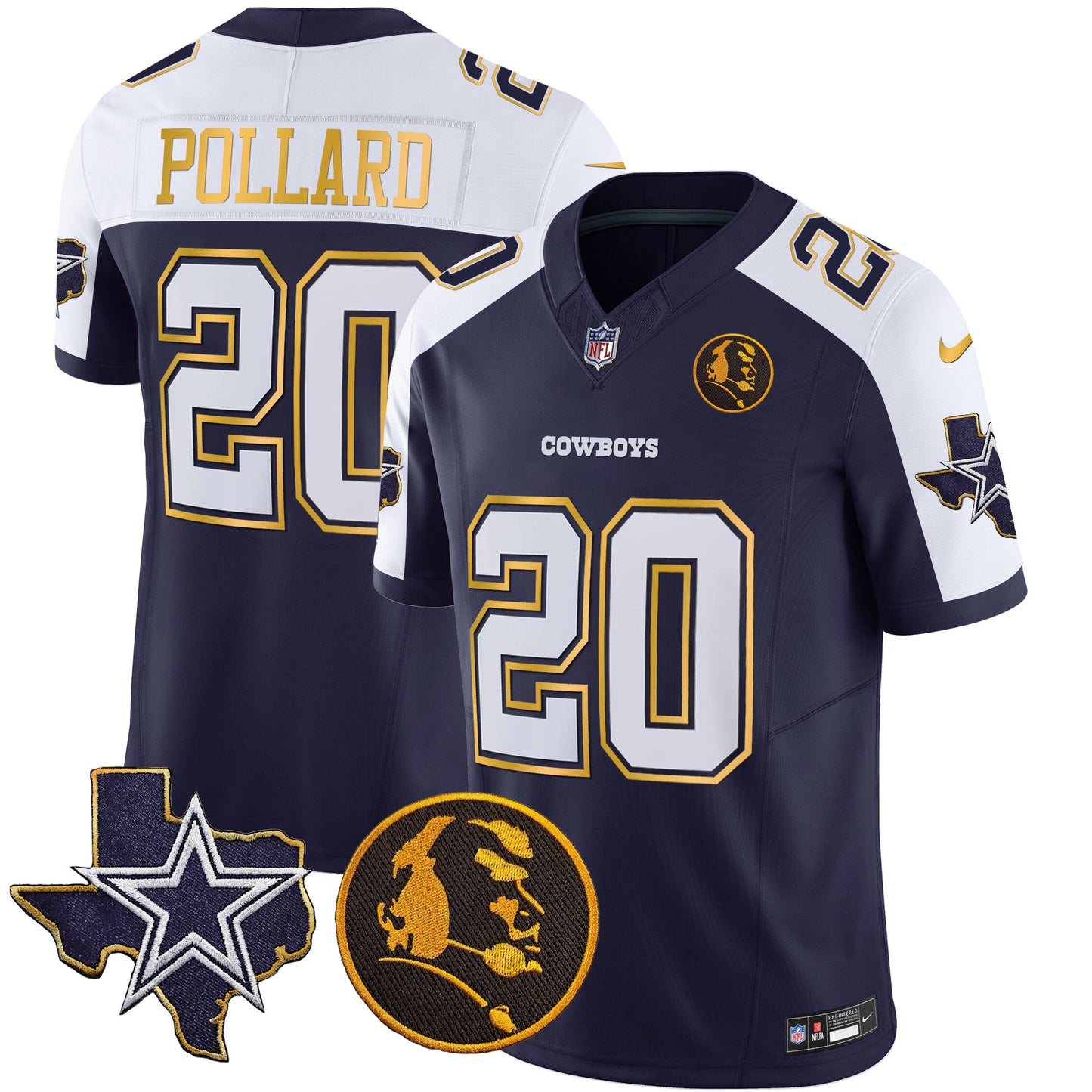 Men's Cowboys Texas & John Madden Patch Gold Trim Vapor Jersey - All Stitched