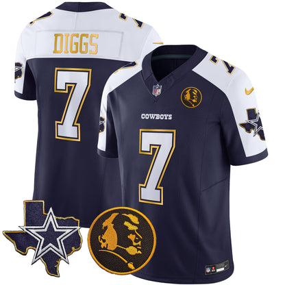 Men's Cowboys Texas & John Madden Patch Gold Trim Vapor Jersey - All Stitched