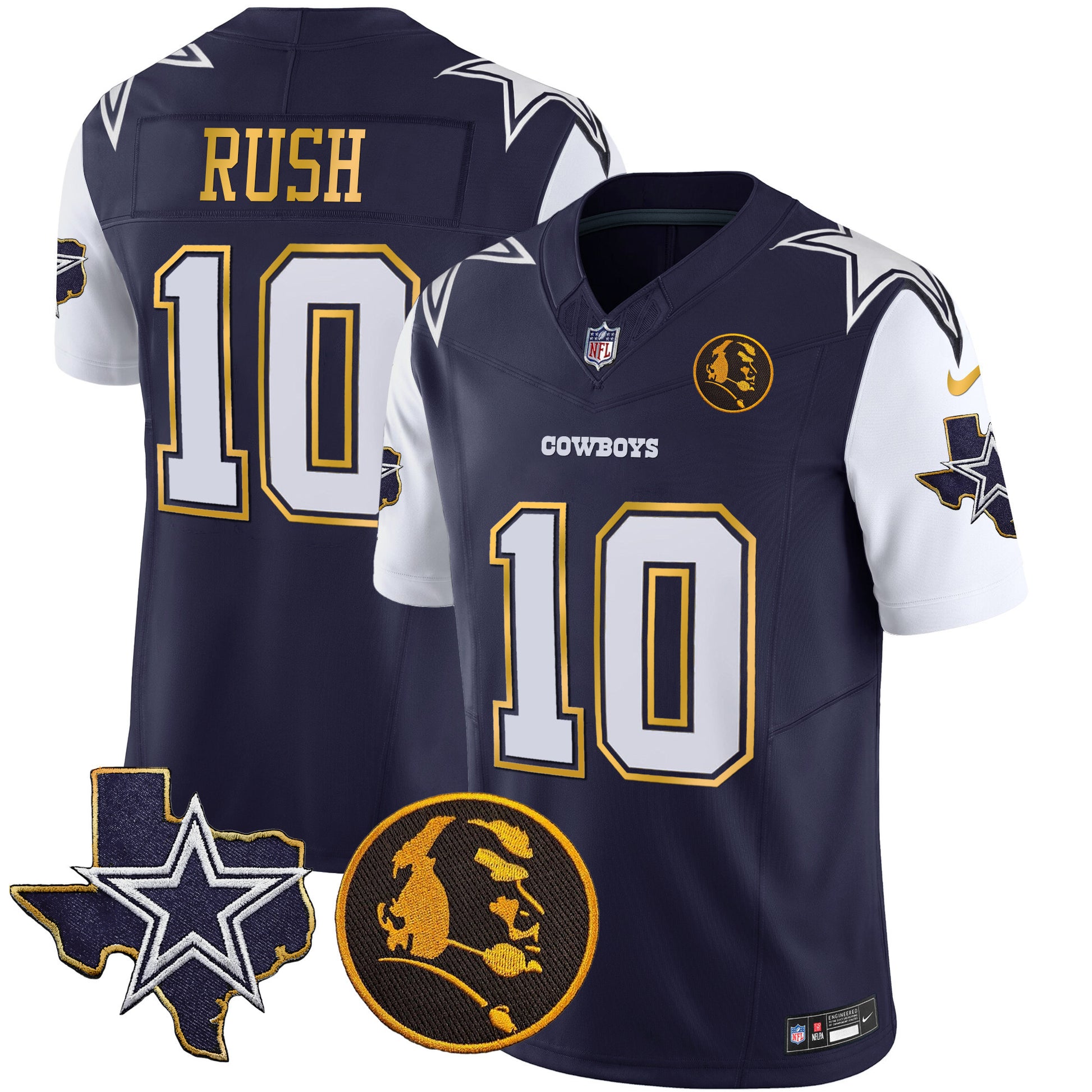 Men's Cowboys Texas & John Madden Patch Gold Trim Vapor Jersey - All Stitched