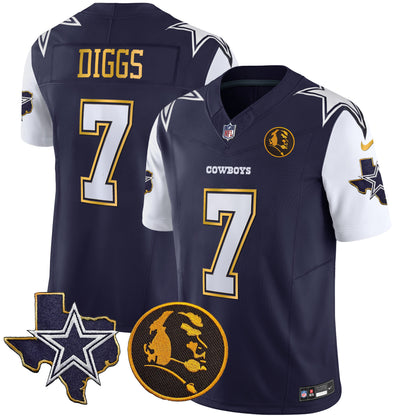 Men's Cowboys Texas & John Madden Patch Gold Trim Vapor Jersey - All Stitched