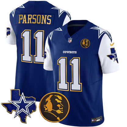 Men's Cowboys Texas & John Madden Patch Gold Trim Vapor Jersey - All Stitched