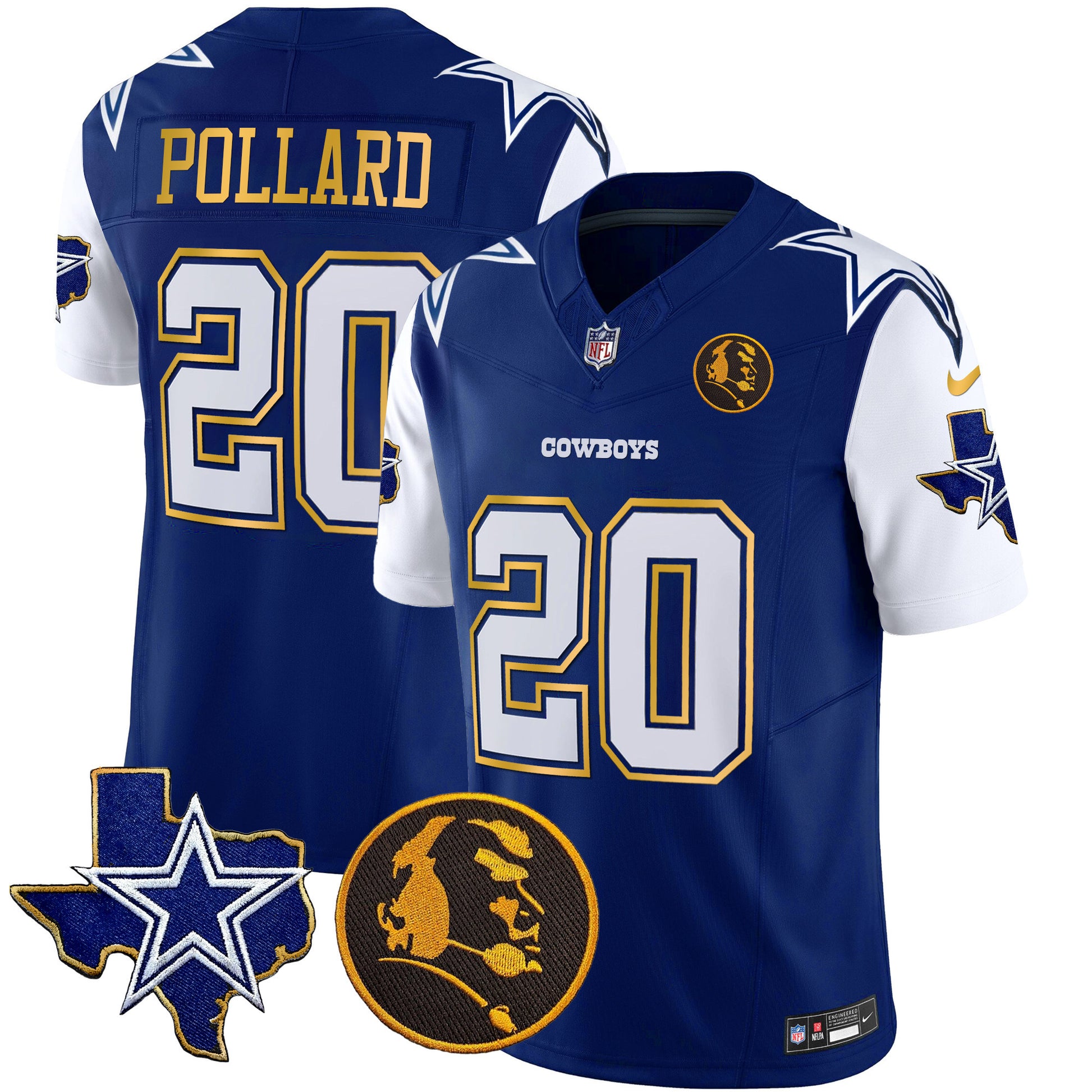 Men's Cowboys Texas & John Madden Patch Gold Trim Vapor Jersey - All Stitched