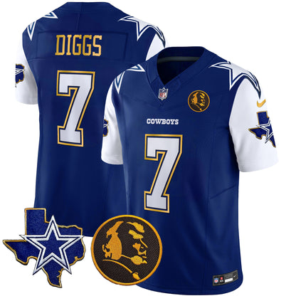 Men's Cowboys Texas & John Madden Patch Gold Trim Vapor Jersey - All Stitched