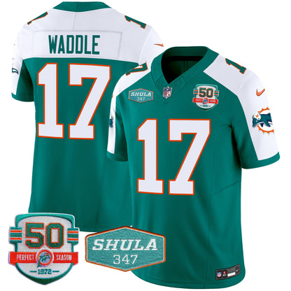 Men's Dolphins Throwback Shula 347 Patch Vapor Jersey - All Stitched
