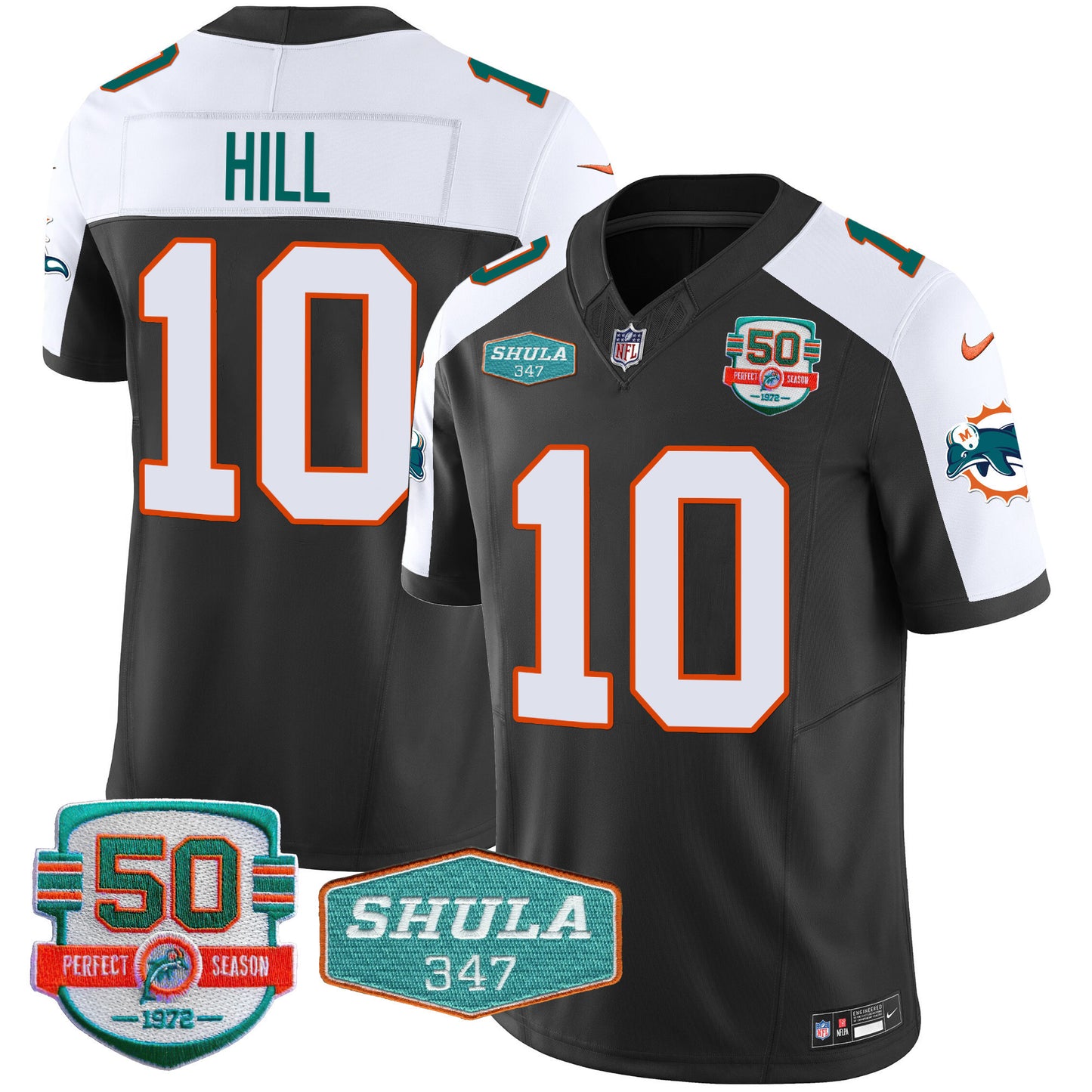 Men's Dolphins Throwback Shula 347 Patch Vapor Jersey - All Stitched
