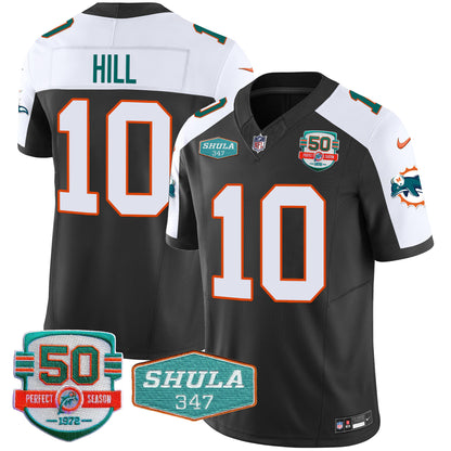 Men's Dolphins Throwback Shula 347 Patch Vapor Jersey - All Stitched