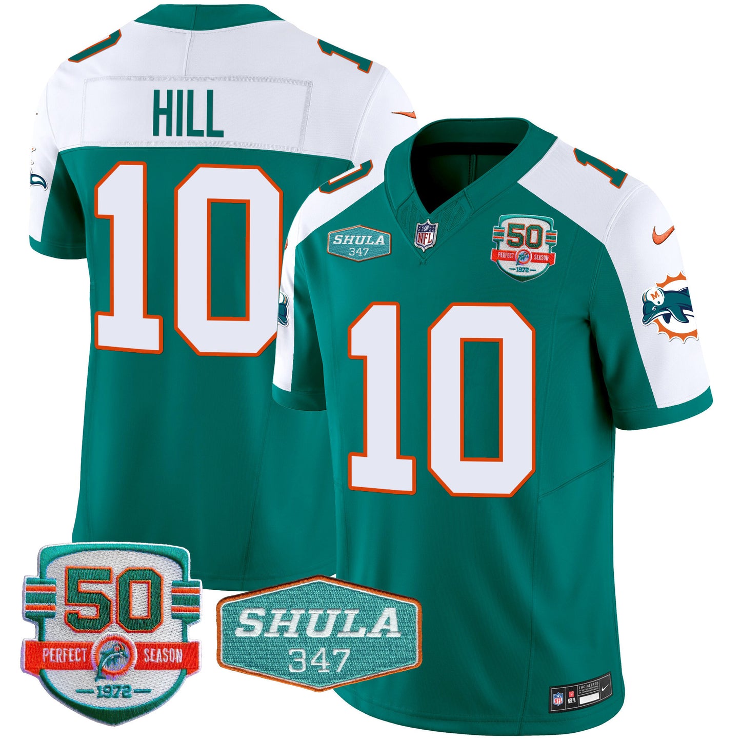 Men's Dolphins Throwback Shula 347 Patch Vapor Jersey - All Stitched
