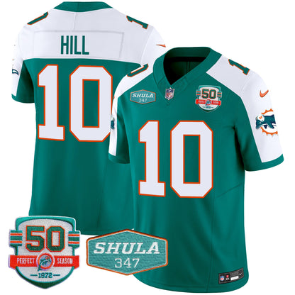 Men's Dolphins Throwback Shula 347 Patch Vapor Jersey - All Stitched