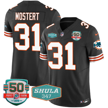 Men's Dolphins Throwback Shula 347 Patch Vapor Jersey - All Stitched