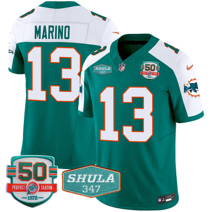 Men's Dolphins Throwback Shula 347 Patch Vapor Jersey - All Stitched
