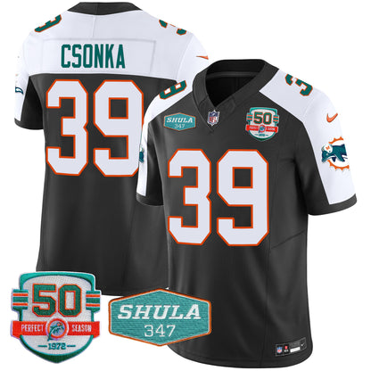 Men's Dolphins Throwback Shula 347 Patch Vapor Jersey - All Stitched