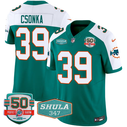 Men's Dolphins Throwback Shula 347 Patch Vapor Jersey - All Stitched