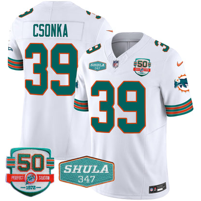 Men's Dolphins Throwback Shula 347 Patch Vapor Jersey - All Stitched