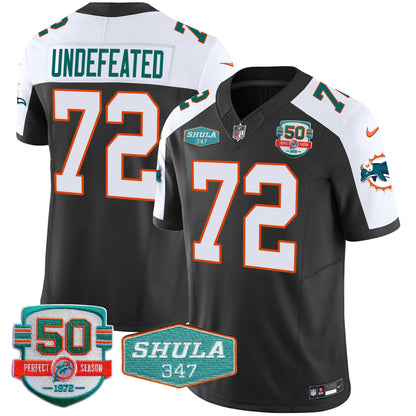 Men's Dolphins Throwback Shula 347 Patch Vapor Jersey - All Stitched
