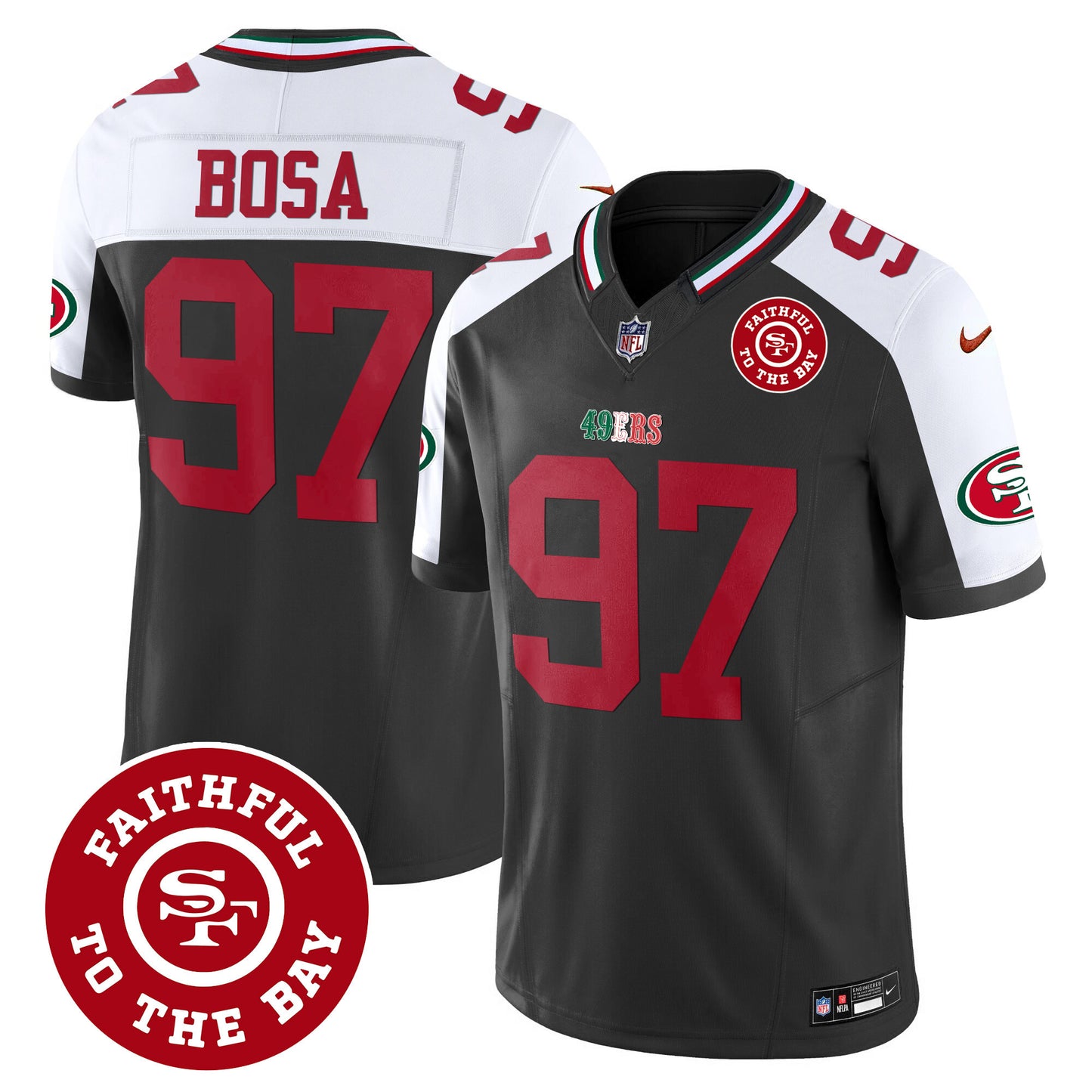Men's 49ers Mexico Faithful To The Bay Patch Vapor Jersey - All Stitched