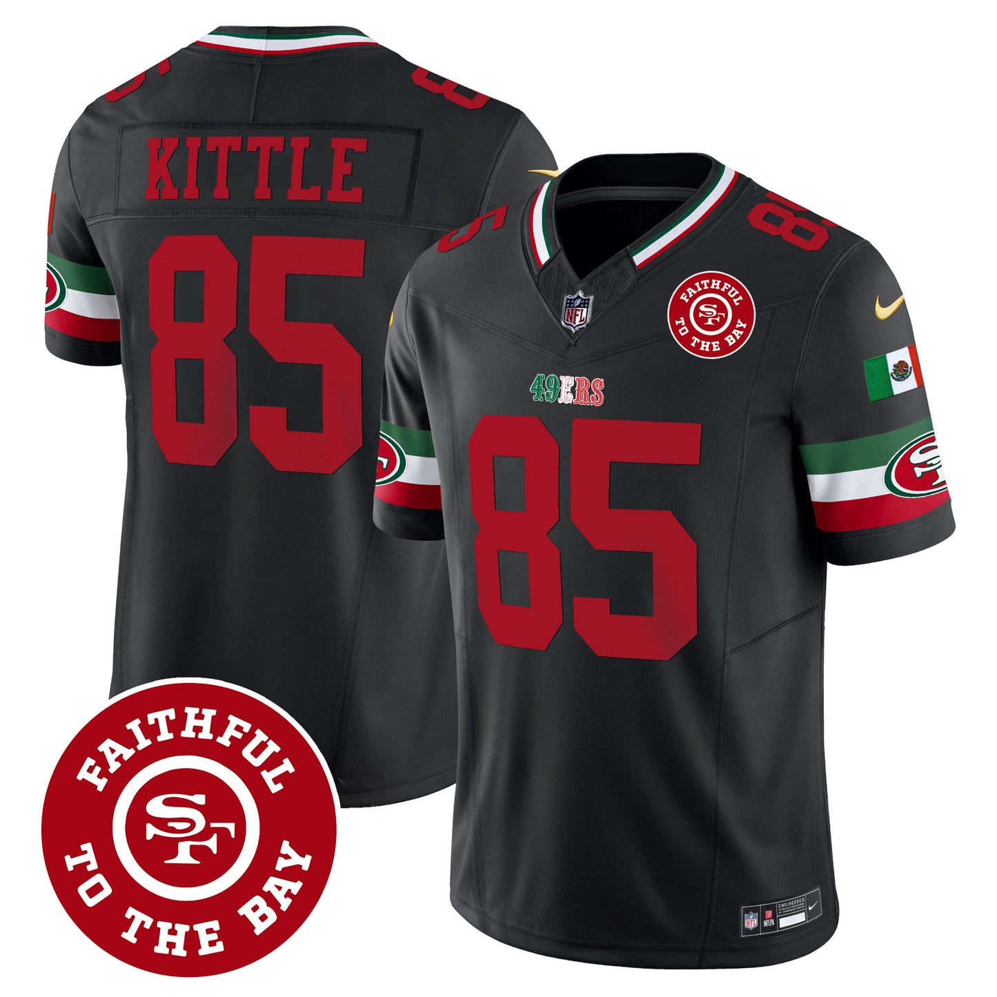 Men's 49ers Mexico Faithful To The Bay Patch Vapor Jersey - All Stitched