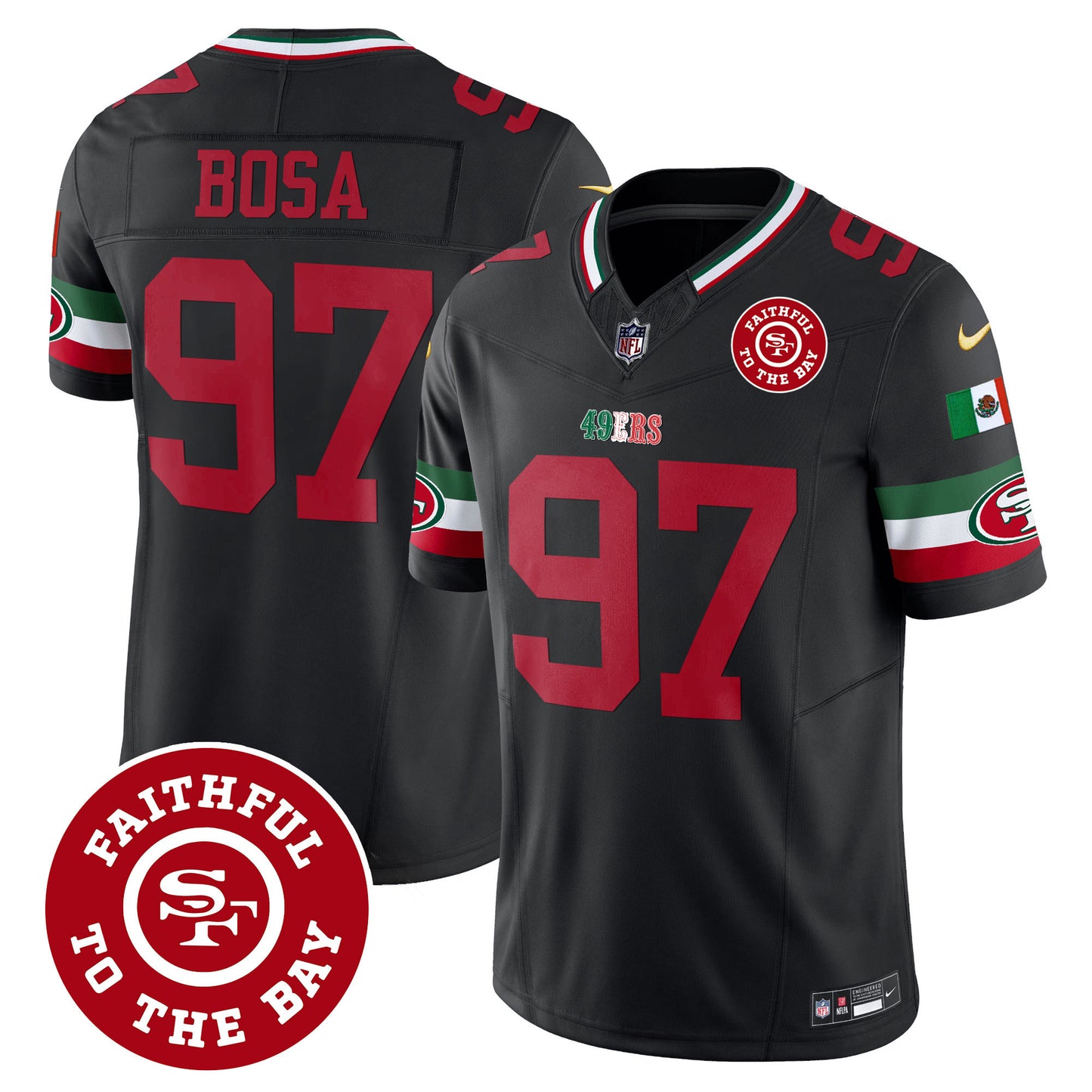 Men's 49ers Mexico Faithful To The Bay Patch Vapor Jersey - All Stitched