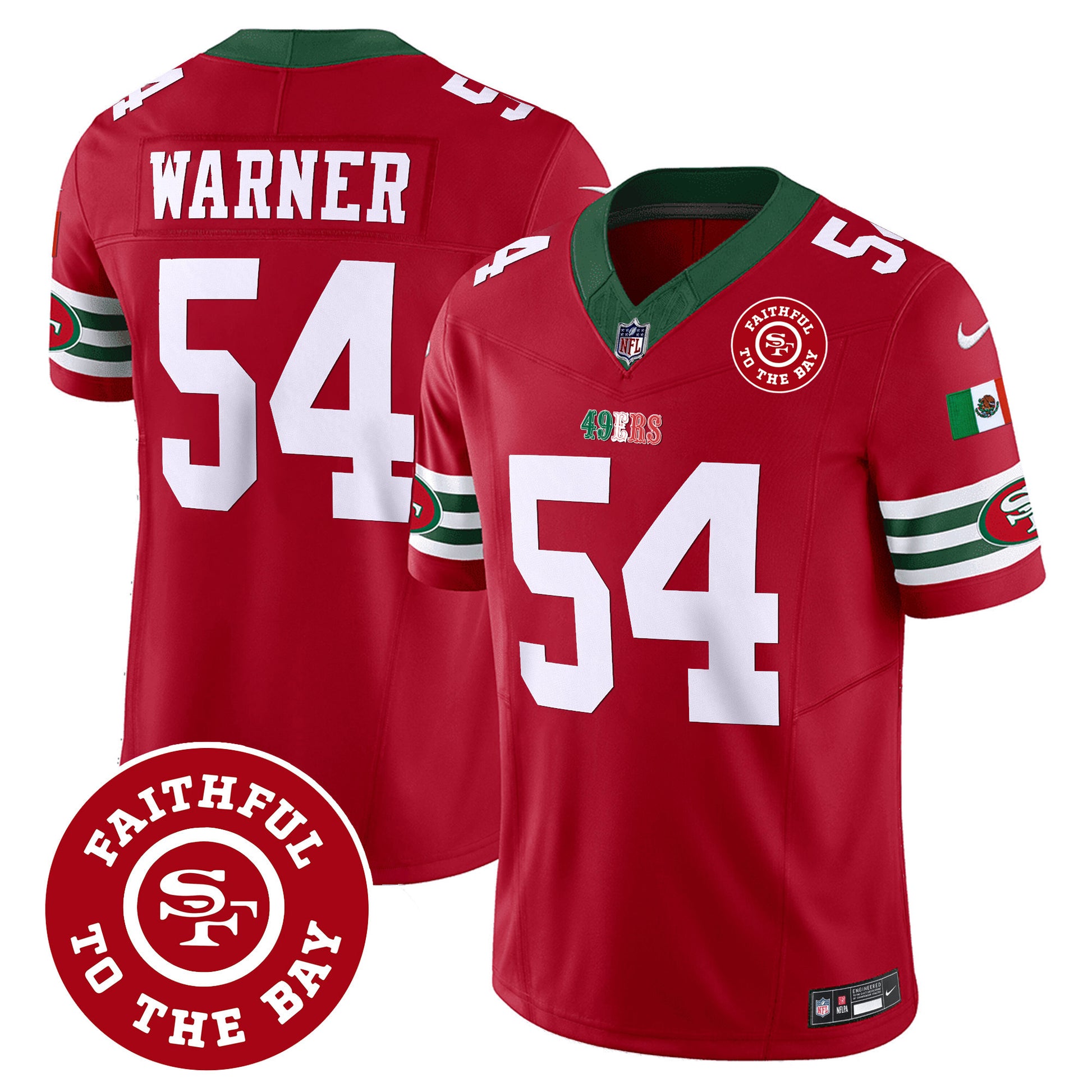 Men's 49ers Mexico Faithful To The Bay Patch Vapor Jersey - All Stitched
