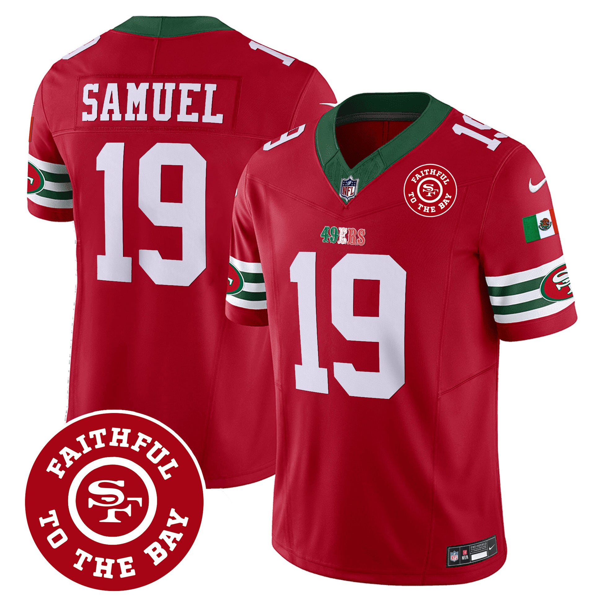 Men's 49ers Mexico Faithful To The Bay Patch Vapor Jersey - All Stitched