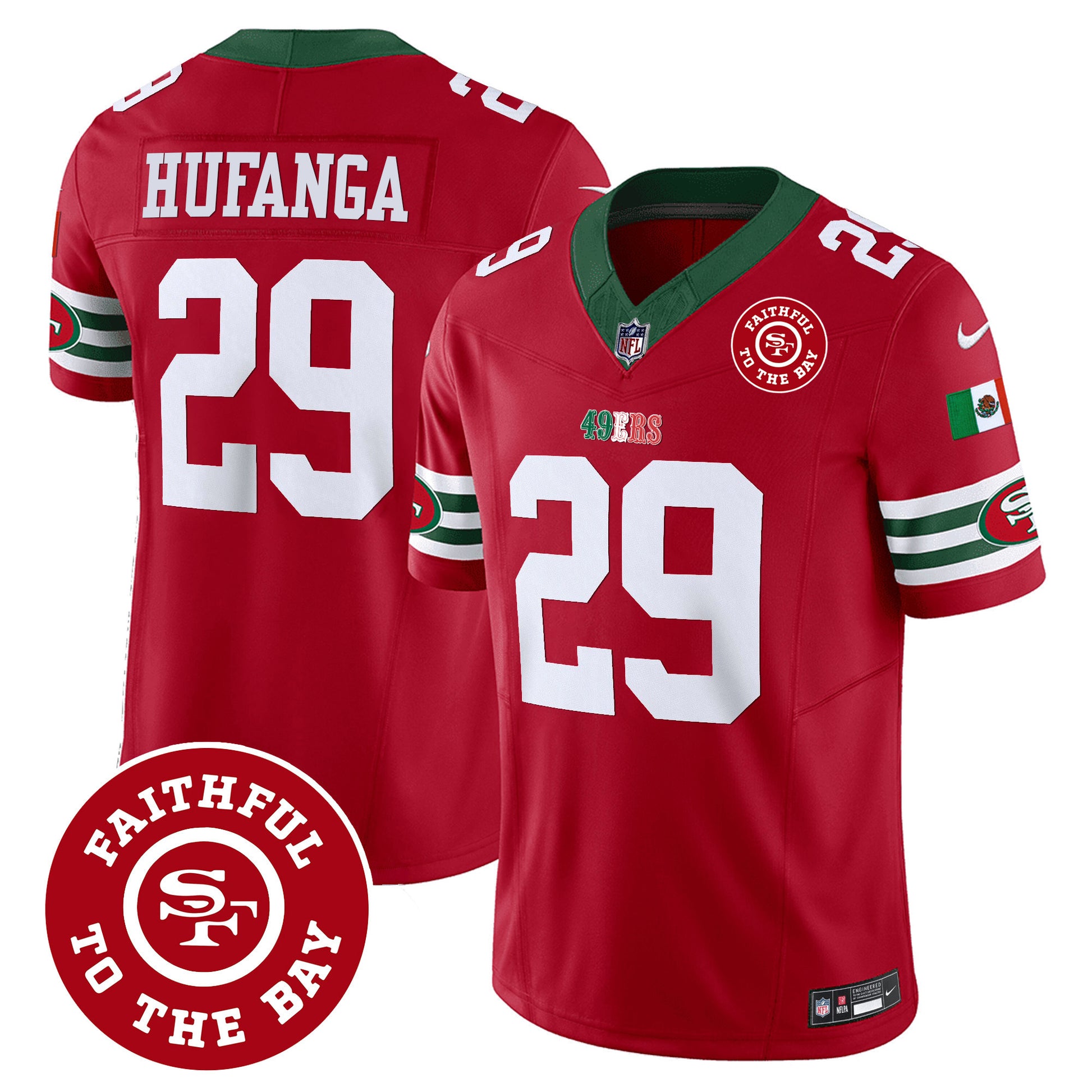Men's 49ers Mexico Faithful To The Bay Patch Vapor Jersey - All Stitched