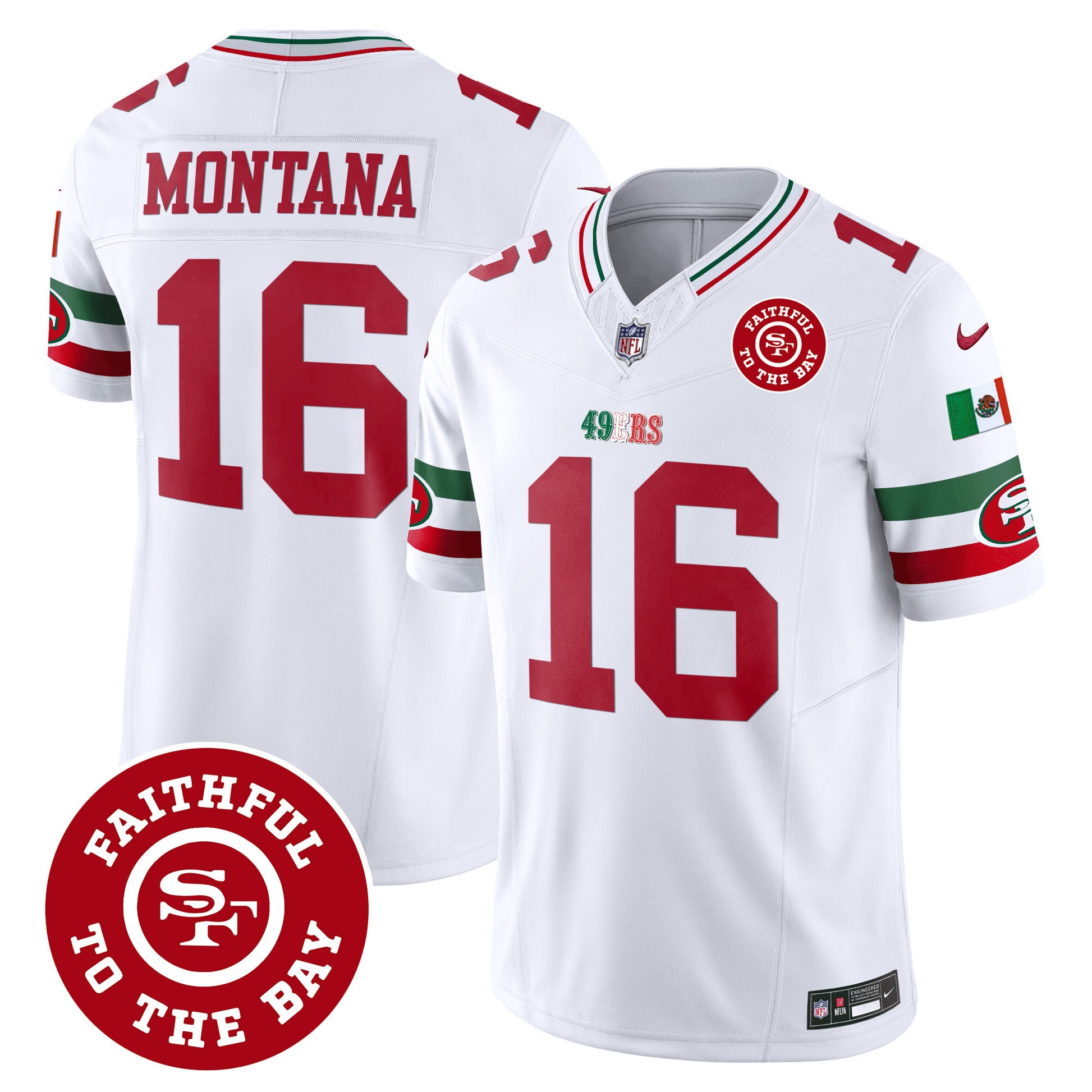 Men's 49ers Mexico Faithful To The Bay Patch Vapor Jersey - All Stitched