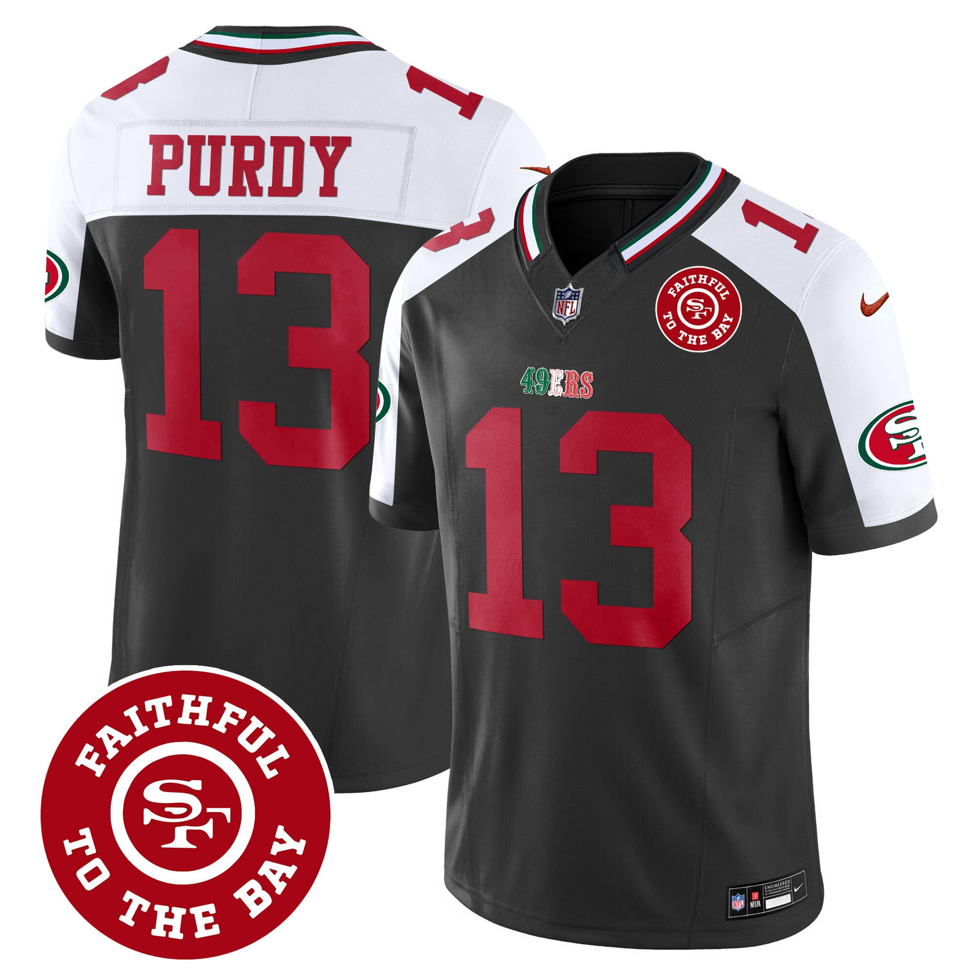 Men's 49ers Mexico Faithful To The Bay Patch Vapor Jersey - All Stitched