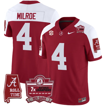 Men's Alabama Crimson Tide Nick Saban 7x Champions Patch Vapor Jersey - All Stitched