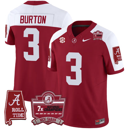 Men's Alabama Crimson Tide Nick Saban 7x Champions Patch Vapor Jersey - All Stitched