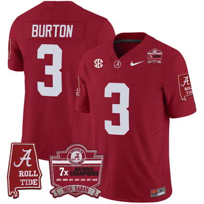 Men's Alabama Crimson Tide Nick Saban 7x Champions Patch Vapor Jersey - All Stitched