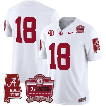 Men's Alabama Crimson Tide Nick Saban 7x Champions Patch Vapor Jersey - All Stitched