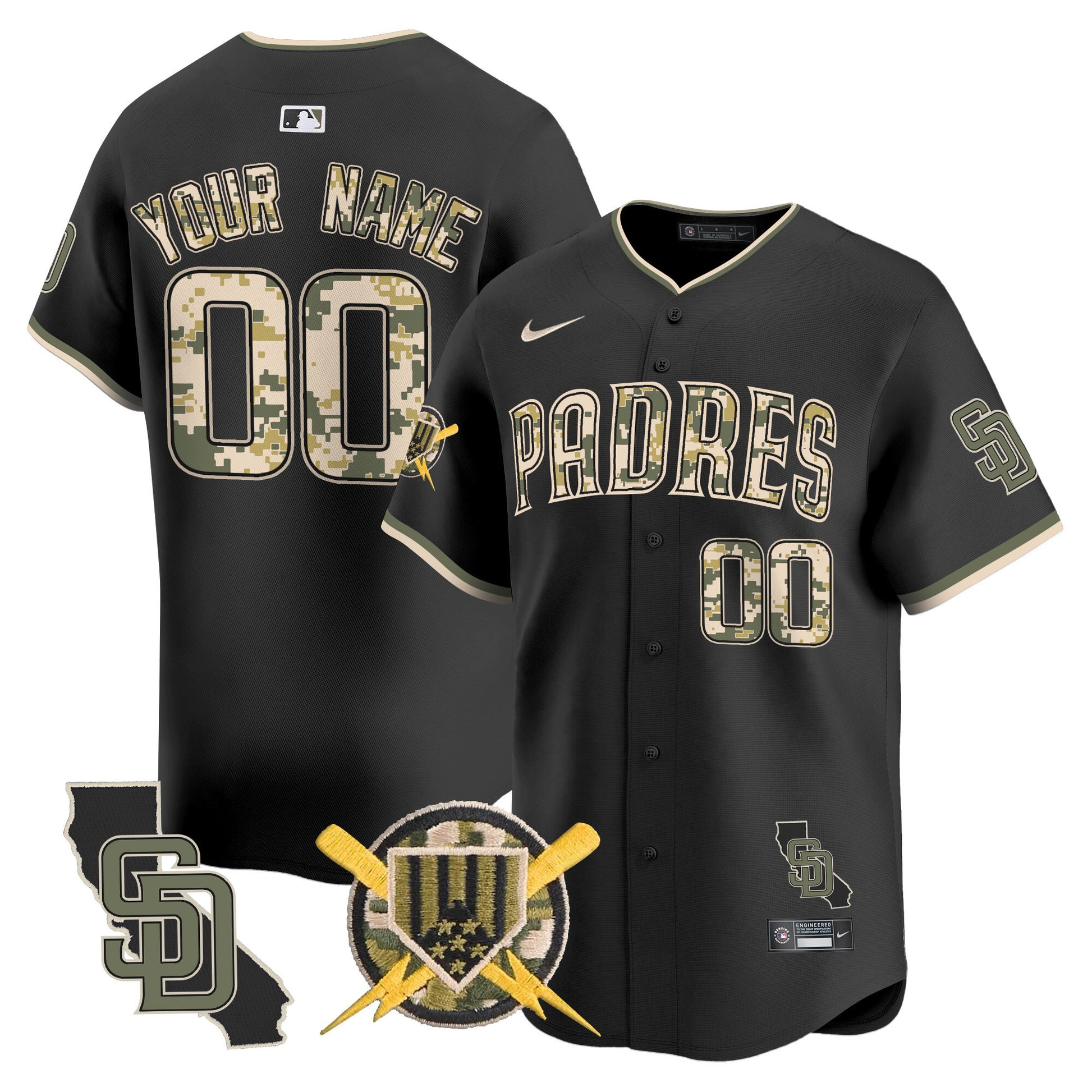 San Diego Padres Armed Forces Day Vapor Premier Limited Custom Jersey - All Stitched V2